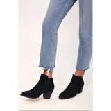 SHIBEVER Women's Ankle Boots Heel: Chunky Low Heeled Almond Toe Size 7.5