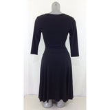Reitmans Women's Size 3 Black 3/4 Sleeve Cinched Waist V Neck Wrap Dress NEW