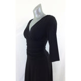 Reitmans Women's Size 3 Black 3/4 Sleeve Cinched Waist V Neck Wrap Dress NEW