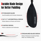 Wontiago Kayak Paddle Aluminum Shaft PP Blade, Floating Adjustable NEW
