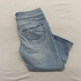 Silver Jeans Carmen Cropped Women's Size 26 Stretch Cotton Blend Distressed Blue Jean Capri
