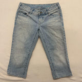 Silver Jeans Carmen Cropped Women's Size 26 Stretch Cotton Blend Distressed Blue Jean Capri