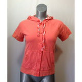 Jones New York Sport Women's Medium Orange Short Sleeve Button Up Hoodie