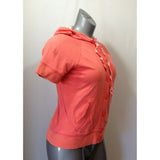 Jones New York Sport Women's Medium Orange Short Sleeve Button Up Hoodie