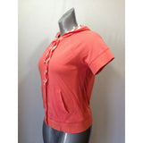 Jones New York Sport Women's Medium Orange Short Sleeve Button Up Hoodie