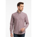 Eddie Bauer Men's L Button Front Long Sleeve Shirt Fine Stripe Red Casual Shirt