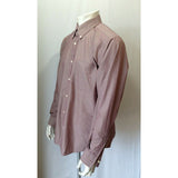 Eddie Bauer Men's L Button Front Long Sleeve Shirt Fine Stripe Red Casual Shirt