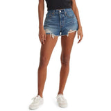 Levi's Womens 501 Original Shorts W25 Med. Blue Intentionally Distressed NWOT