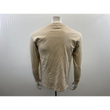 Roots Athletic Men's Small Long Sleeve T Shirt Beige Cotton Crew Neck Spell Out Tee