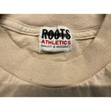 Roots Athletic Men's Small Long Sleeve T Shirt Beige Cotton Crew Neck Spell Out Tee