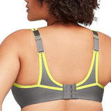 Glamorise 44G No Bounce Plus Camisole Wirefree Sport Bra #1066 Gray neon Yellow