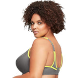 Glamorise 44G No Bounce Plus Camisole Wirefree Sport Bra #1066 Gray neon Yellow