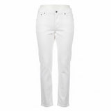 Hue Women's White Cropped Pants Size Large Stretch Cotton Blend Mid Rise Capris