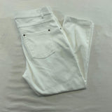 Hue Women's White Cropped Pants Size Large Stretch Cotton Blend Mid Rise Capris