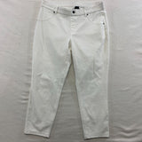 Hue Women's White Cropped Pants Size Large Stretch Cotton Blend Mid Rise Capris
