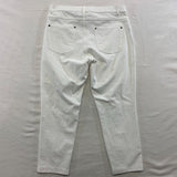Hue Women's White Cropped Pants Size Large Stretch Cotton Blend Mid Rise Capris