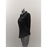Kensie Collar V Neck Blouse Women's Size Medium Black 3/4 Sleeve Polyester