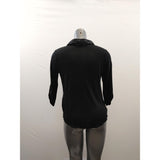 Kensie Collar V Neck Blouse Women's Size Medium Black 3/4 Sleeve Polyester