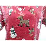 Health Pro Women's Small Red Christmas Theme Snowmen Reindeer Medical Scrub Top