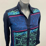 Liv Los Angeles Women's Blouse Size 7/31X Paisley Scarf Print Button Up Sheer To