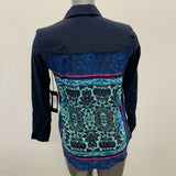 Liv Los Angeles Women's Blouse Size 7/31X Paisley Scarf Print Button Up Sheer To
