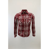 Aeropostale Western Shirt Women's Small Burgundy Blue Plaid Long Sleeve Button