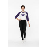 Western University Raglan T Shirt Women's Size Medium Purple White Cotton Blend