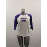Western University Raglan T Shirt Women's Size Medium Purple White Cotton Blend
