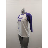 Western University Raglan T Shirt Women's Size Medium Purple White Cotton Blend