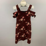 Bluenotes Women's Cold Shoulder A Line Dress Size XS Burgundy Floral V Neck Polyester