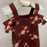 Bluenotes Women's Cold Shoulder A Line Dress Size XS Burgundy Floral V Neck Polyester