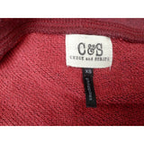 Check & Stripe Womens Size XS Burgundy Long Sleeve V Neck High Low Cropped Top