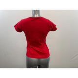 LAT Women's Red Short Sleeve T-Shirt with English Bulldog with Glasses and Bowtie Graphic on Front Size S Cotton