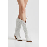 COWBOY BOOTS MID CALF WOMEN S SIZE 9.5 White Embroidered Soft Top