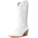 COWBOY BOOTS MID CALF WOMEN S SIZE 9.5 White Embroidered Soft Top
