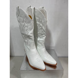 COWBOY BOOTS MID CALF WOMEN S SIZE 9.5 White Embroidered Soft Top