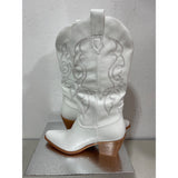 COWBOY BOOTS MID CALF WOMEN S SIZE 9.5 White Embroidered Soft Top