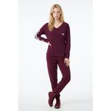 PINK Victoria's Secret V Neck T Shirt Size XS Burgundy Long Sleeve Cotton