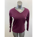PINK Victoria's Secret V Neck T Shirt Size XS Burgundy Long Sleeve Cotton