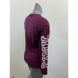 PINK Victoria's Secret V Neck T Shirt Size XS Burgundy Long Sleeve Cotton