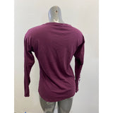 PINK Victoria's Secret V Neck T Shirt Size XS Burgundy Long Sleeve Cotton