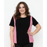 Red Coral Women's Plus XL black/pink short sleeve top