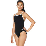 Speedo womens Swimsuit One Piece Endurance+ Flyback Adult 8/34 Black White NWOT
