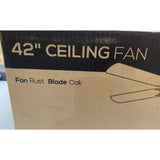 HYPERIKON  N42-RD 42" Ceiling Fan W/Remote Control New In Box Rust & Oak Blades
