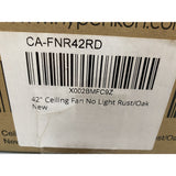 HYPERIKON  N42-RD 42" Ceiling Fan W/Remote Control New In Box Rust & Oak Blades