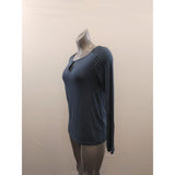 Banana Republic Women's Front Keyhole Blouse Size Medium Blue Long Sleeve Lace back