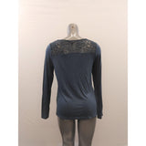 Banana Republic Women's Front Keyhole Blouse Size Medium Blue Long Sleeve Lace back