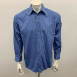 Kenneth Cole Unlisted Dress Shirt Men's 15 1/2 34-35 Blue Cotton poly long sleev