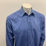 Kenneth Cole Unlisted Dress Shirt Men's 15 1/2 34-35 Blue Cotton poly long sleev