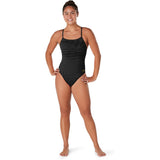 Speedo Womens Twist Back One Piece Swimsuit Deep Storm-anthracite Size 30 NWT
